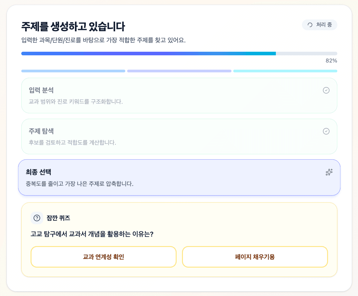 실시간 주제 탐색 및 분석 mockup